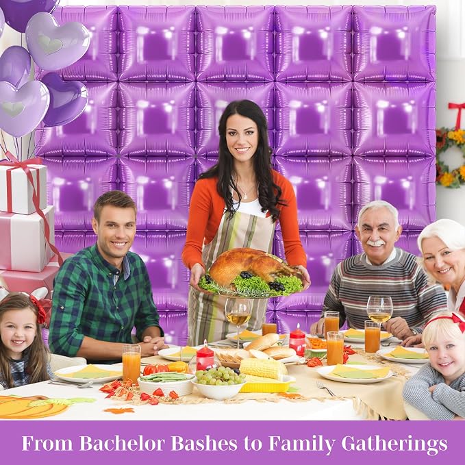 Light Purple Square Foil Balloons 25 Pcs Metallic Light Purple Balloons Wall - Image 6