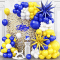 Blue Yellow Balloon Arch Kit, Royal Blue and Yellow White Balloons Garland Kit by Adorely