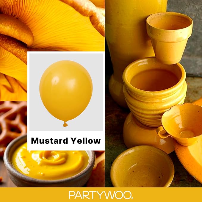 PartyWoo Mustard Yellow fall Balloons 140pcs Different Sizes | 18 12 10 5 Inch - Image 2