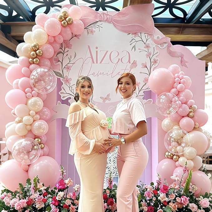 Pink Gold White Balloon Arch Kit - Image 4