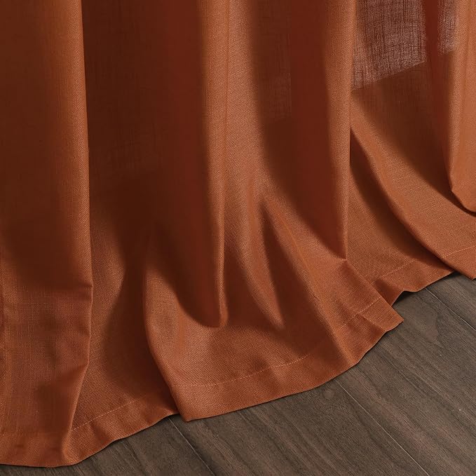 Rust Linen Curtains 96 Inches Long - Image 9