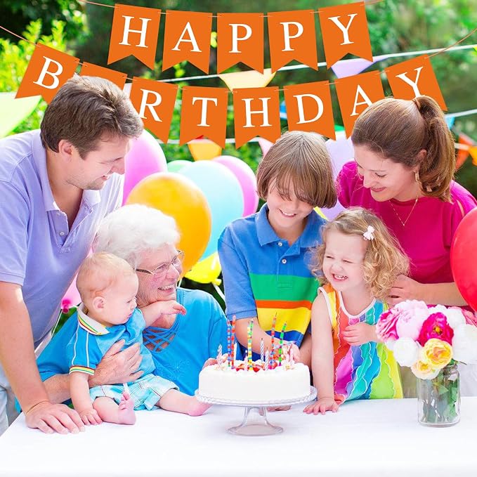 Orange Happy Birthday Banner Birthday Sign - Image 8