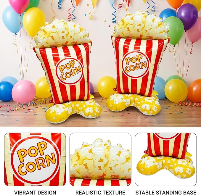 2Pcs Popcorn Balloons, Popcorn Balloon Arch Decor, Giant 44.5 Inch Standing - Image 3