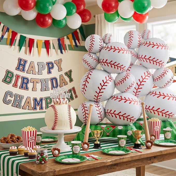 Giant Self Standing Baseball Balloons 2 Pack 59in Baseball Birthday Party - Image 7