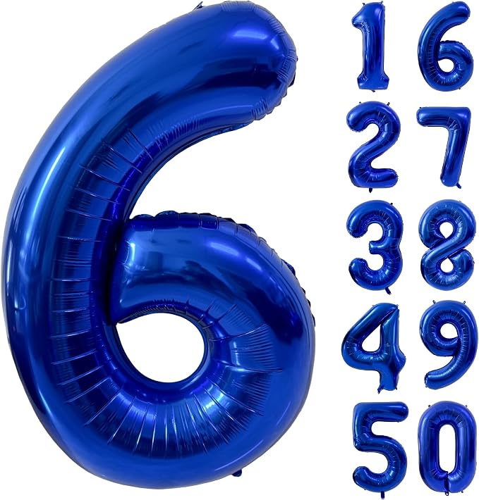 40 inch Navy Blue Number Balloon Dark Blue 6 Balloons Giant Foil Helium by Yeodong