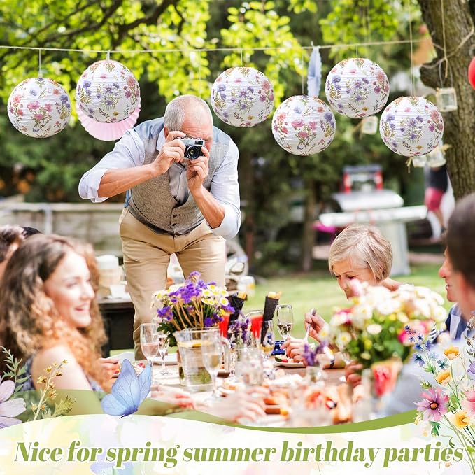Honoson 12 Pcs Wildflower Paper Lanterns Spring Floral Wildflower Party - Image 3