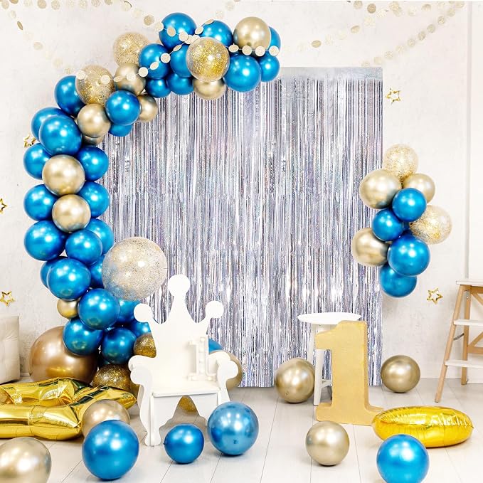 Silver Metallic Tinsel Foil Fringe Curtains, 2 Pack 3.3x8.3 Feet Party Streamer - Image 3