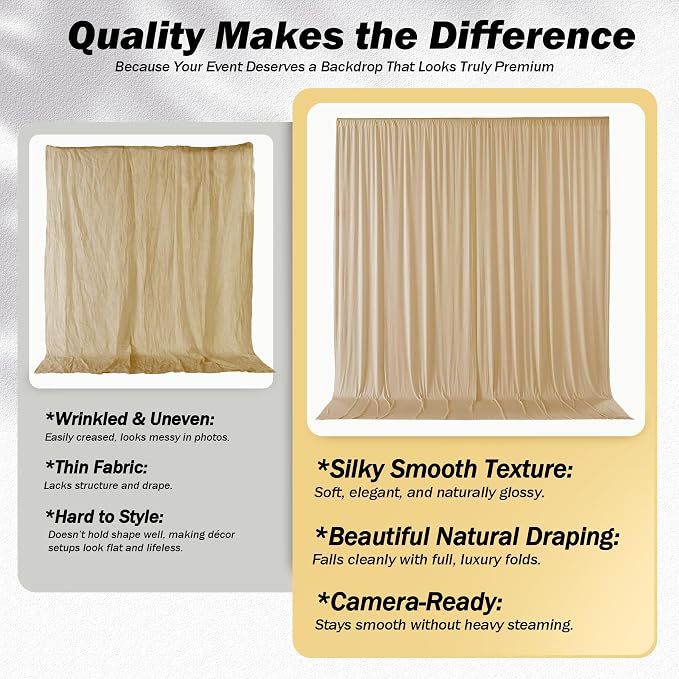 10ft×12ft Champagne Backdrop Curtain - Image 4