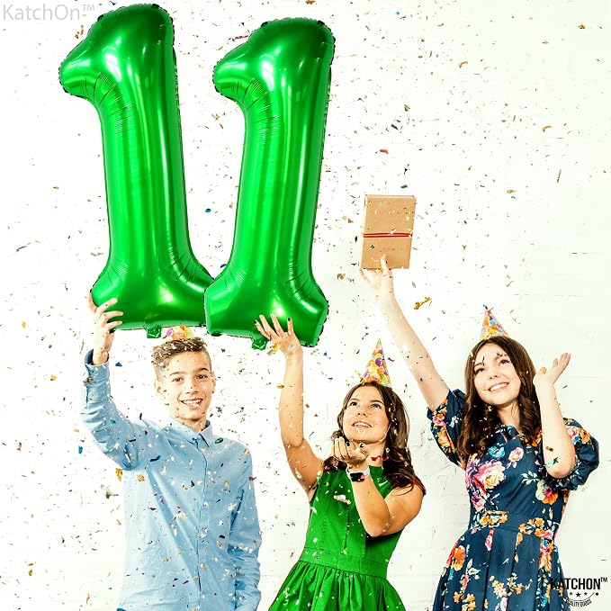 KatchOn Dark Green Number 11 Balloon 40 Inch, 11th Birthday Balloon Decor | - Image 8