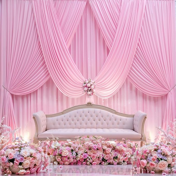 50×12ft Wrinkle Free Pink Backdrop Curtain - Image 8