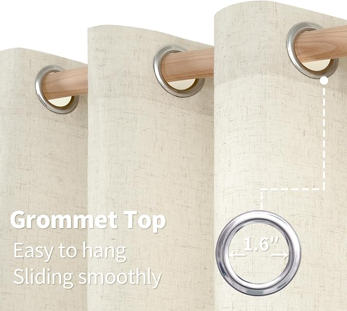 YoungsTex Natural Linen Curtains 63 Inch Length 2 Panels - Image 6