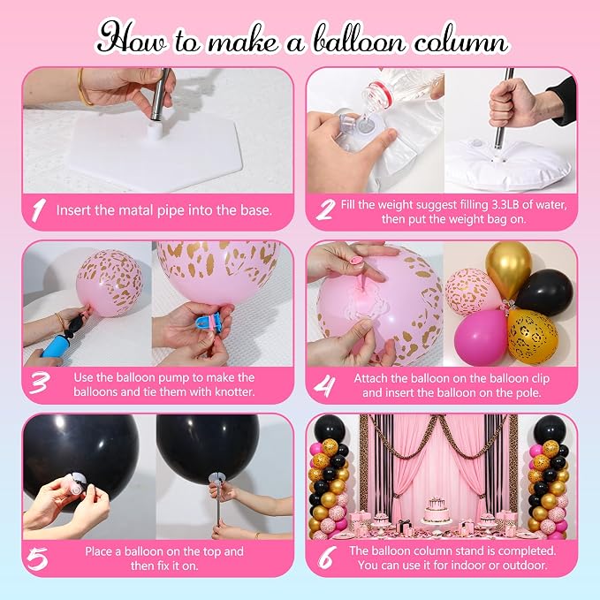 Hot Pink Cheetah Print Balloon Column Stand 2 Sets, Balloon Towers | 102 Pcs - Image 7