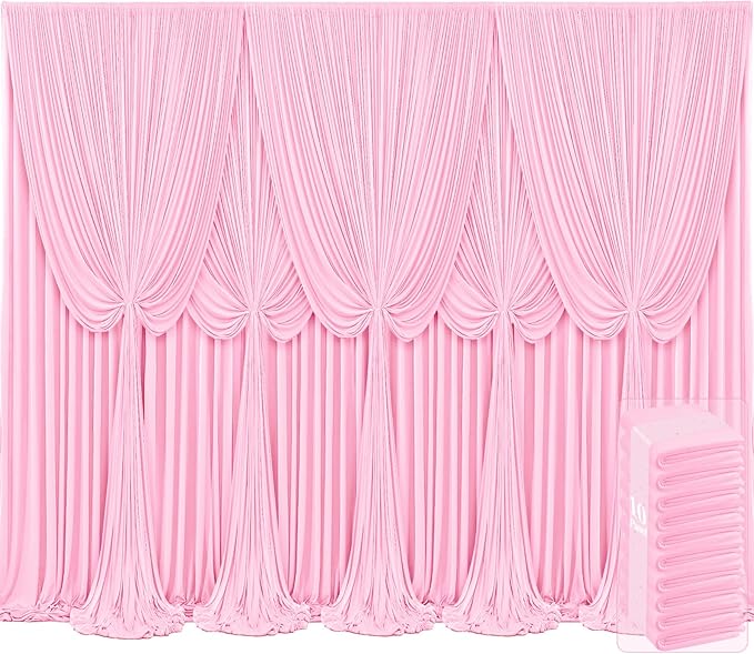 10 Panels Pink Backdrop Curtains by Tao-GePartyDecorations