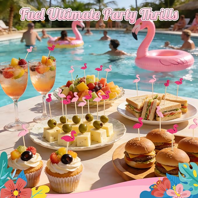 100PCS Pink Flamingo Cocktail Picks, Decorative Toothpicks - Image 2
