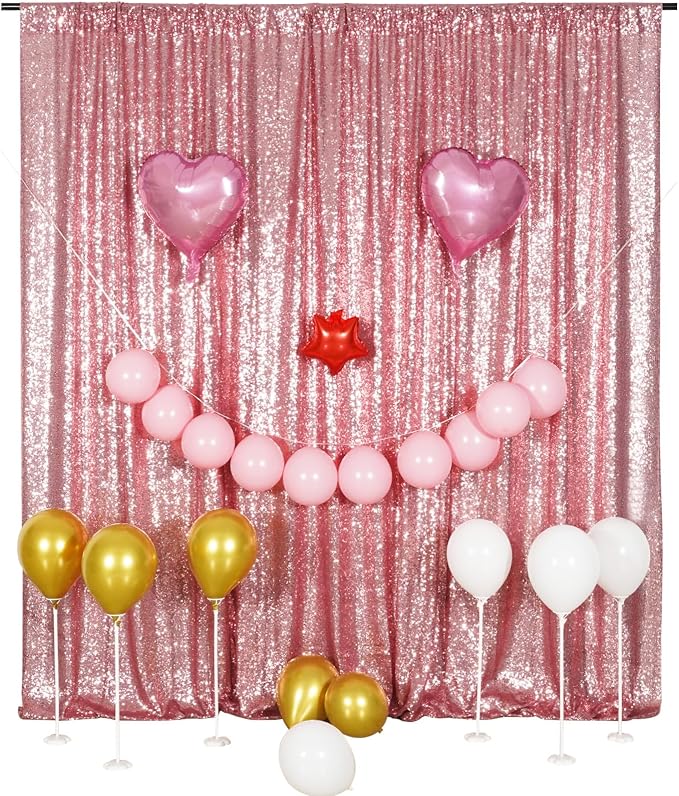 Poise3EHome Fuchsia Pink Sequin Backdrop, 8FT x 10FT Sequin Photography - Image 2