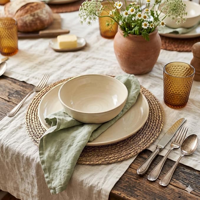13.8" Set of 8 Brown Seagrass Woven Round Placemats - Image 5