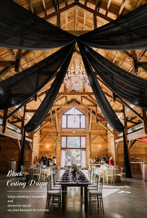 4 Panels Black Ceiling Drapes for Wedding Ceiling Drapes 5ftx20ft Wedding Arch - Image 5