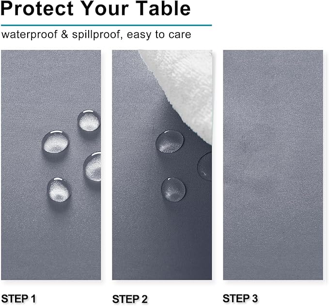 Hiasan Light Gray Rectangle Tablecloth - Waterproof Spillproof and Wrinkle Resistant Washable Polyester Table Cloth for Dining Party, 90 x 132 inch