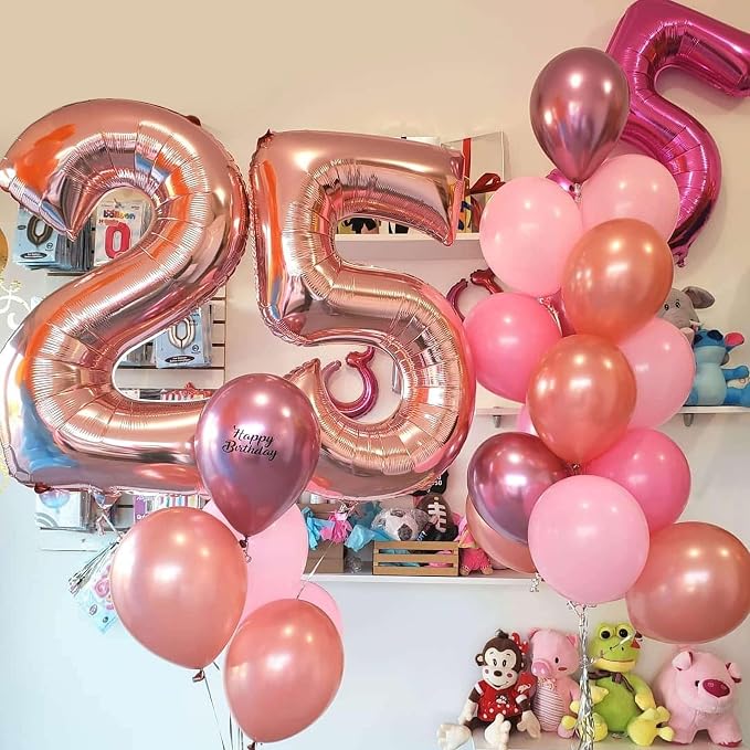 Rose Gold 25 Number Balloons, 40 Inch Giant Number 25 Balloons Foil Mylar - Image 6