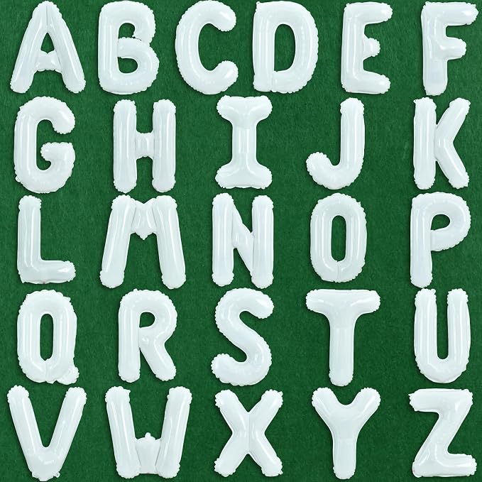 TONIFUL White Letter Balloons 2 Set 16 Inch A-Z Custom Alphabet Banner | 52 Pcs by TONIFUL