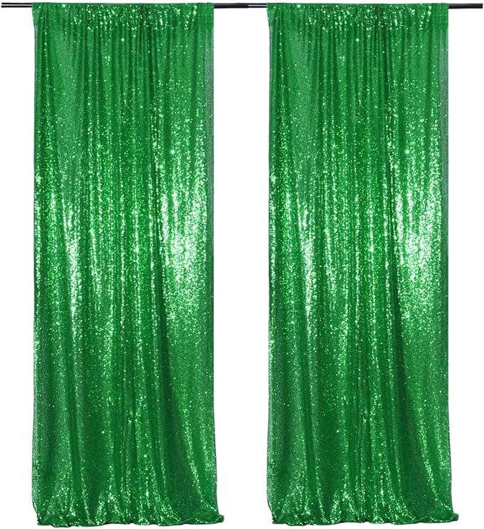 Poise3EHome Green Sequin Backdrop Curtains, 4 Panels 2FTx8FT Glitter Background - Image 7