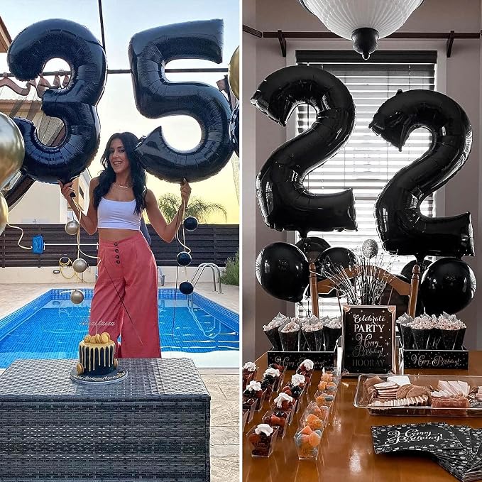 40 Inch Black Number 6 Balloons Helium Giant Black 6 Balloons - Image 5