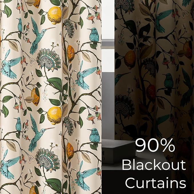 Topfinel Floral Curtains 96 Inches Long 2 Panels Unique Beige Luxury Elegant - Image 5