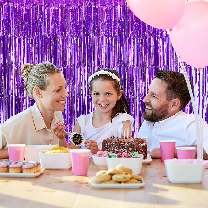 5 Pack Purple Foil Curtain Backdrop 3.2ft x 9.8ft Metallic Tinsel Foil Fringe - Image 7
