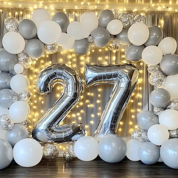 RUBFAC Gray Balloons Matte Gray Balloon Different Sizes 129pcs | Latex Balloon - Image 5