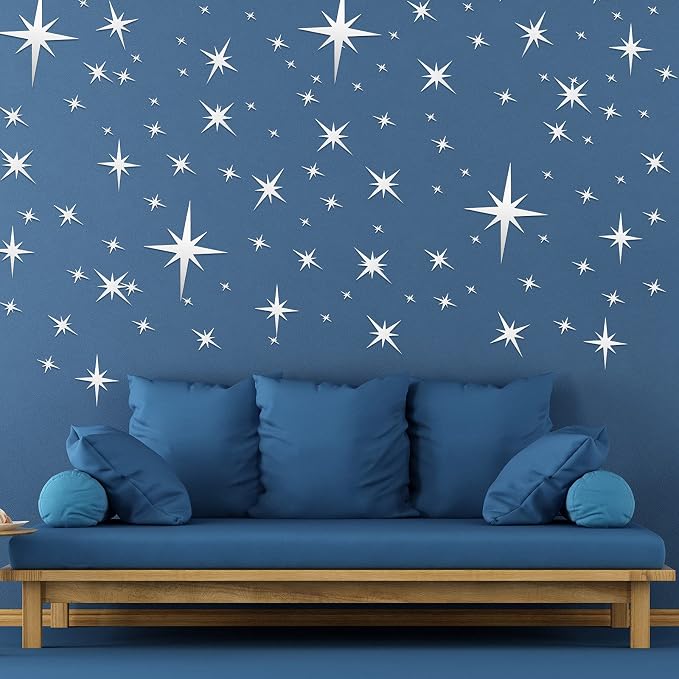 Zonon 82 Pieces Mirror Wall Stickers Star Wall Decals Decor Removable 3D - Image 2
