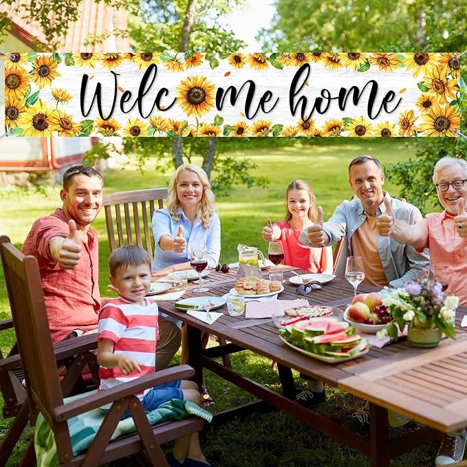 Large Welcome Home Banner Decorations Sunflower Welcome Home Yard Sign - Image 7