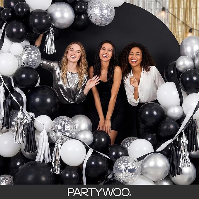 PartyWoo Black Balloons 92 pcs Different Sizes of 18 12 10 5 Inch Black - Image 5