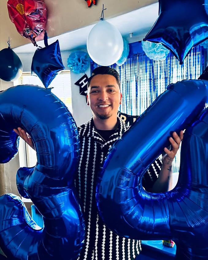 NightBlue Number 3 Balloon 40 Inch, 3rd Birthday Decorations Men Women | Foil - Image 8