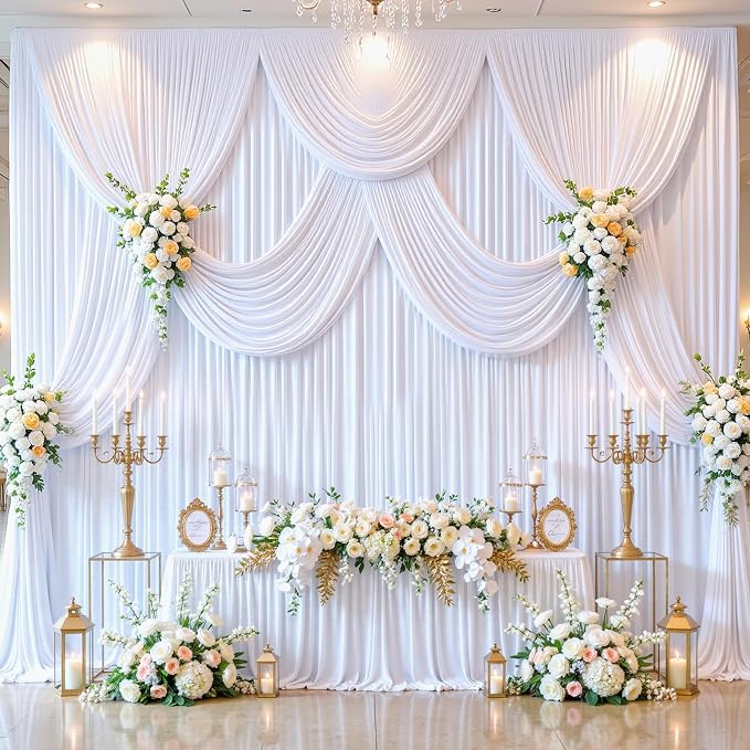 10 Panels White Backdrop Curtains - Image 9