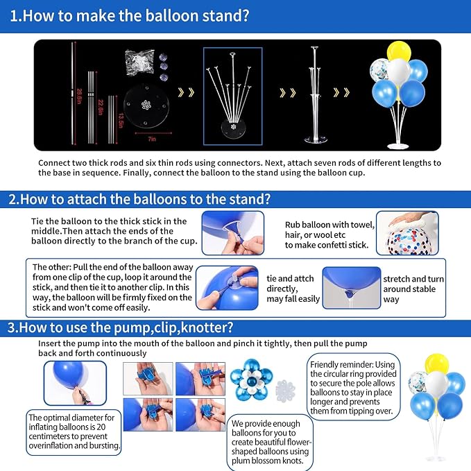 4 Sets Yellow and Blue Balloons Stand Kit - Image 6