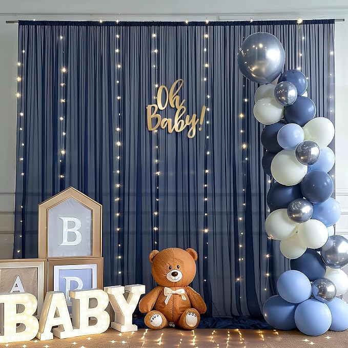 20x10ft Navy Blue Tulle Backdrop Curtain - Image 9