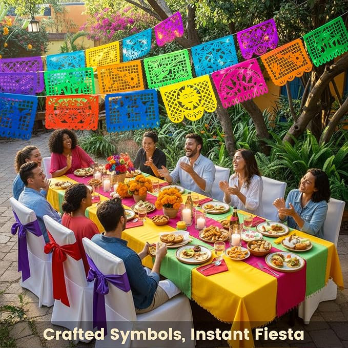 DOMESTAR 3 Packs 54 FT Mexican Party Banners, Fiesta Party Decoration | Papel - Image 6