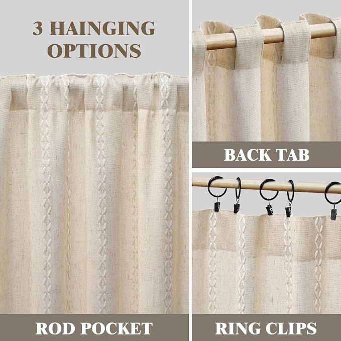 Boho Light Filtering Curtains 63 Inch 2 Panels - Image 5