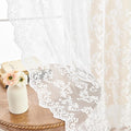 FOLKSIDE White Lace Curtains 84 Inches Long 2 Panels Western Paisley Floral by FOLKSIDEHomeDecoration