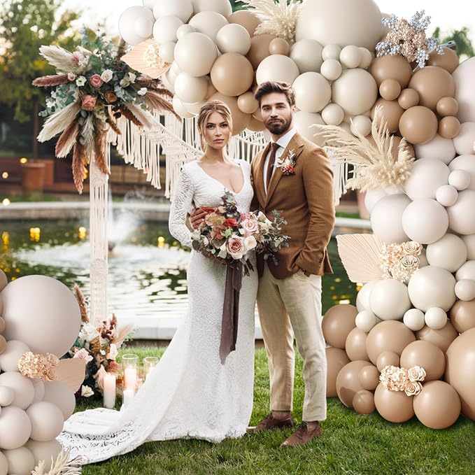 Netural Balloon Garland Arch Kit, Double Stuffed Beige Cream Tan Balloons - Image 6