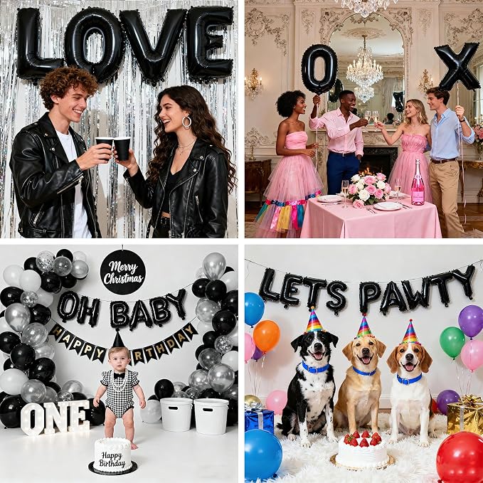62 Pcs Black Letter Balloons, Custom 2 Set A-Z Set - Image 6