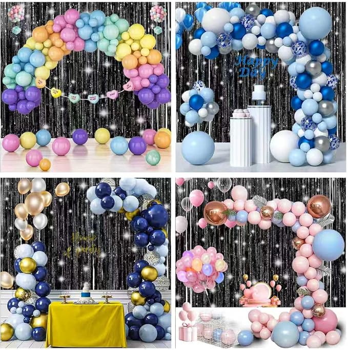 3 Pack Shiny Black Backdrop Party Decorations Tinsel Curtain Party Backdrop - Image 2
