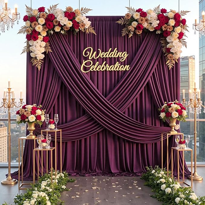 10×14 ft Wrinkle Free Maroon Backdrop Curtain - Image 5