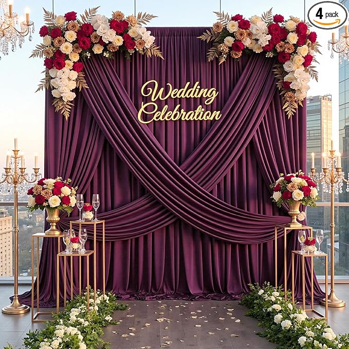 20ft×12ft Wrinkle Free Burgundy Backdrop Curtain by ENJOYYOURPARTY