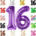 KatchOn Purple 16 Balloons Number 40 Inch | Mylar 16 Balloon Numbers Purple by KatchOn