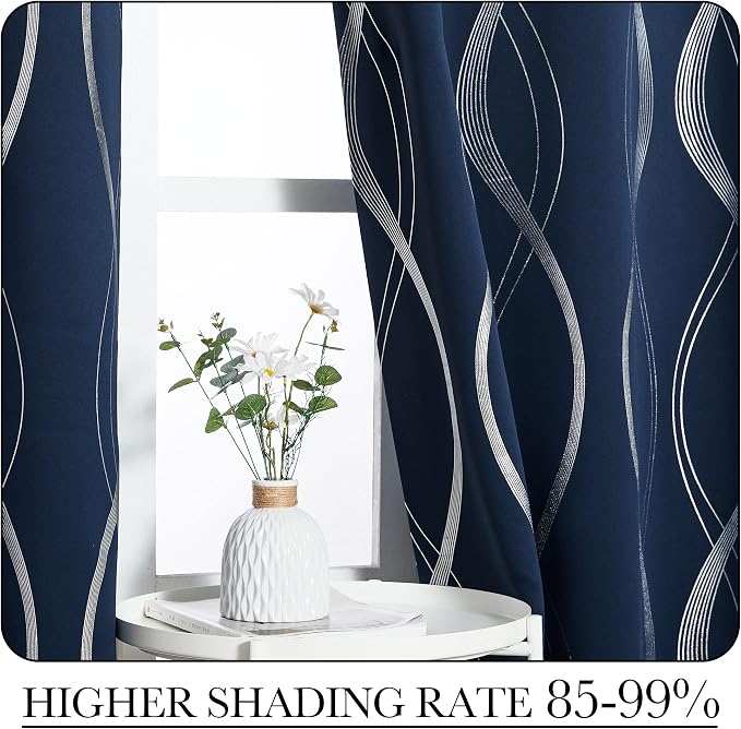 NICETOWN Blackout Curtain Panels 72 inches Long, Window Treatment Foil Printed - Image 4