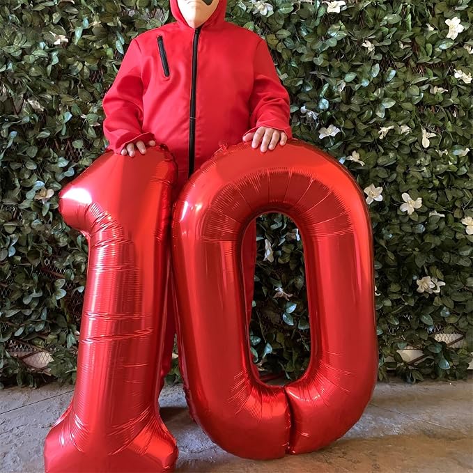 Red Large Number Balloons, 40 Inch Foil 0-9 Set Number Balloon - Image 4