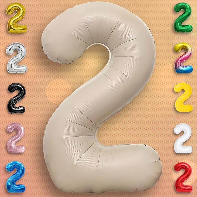 Caramel Number Balloon 2 Mylar Foil Balloons 40 inch - Image 3