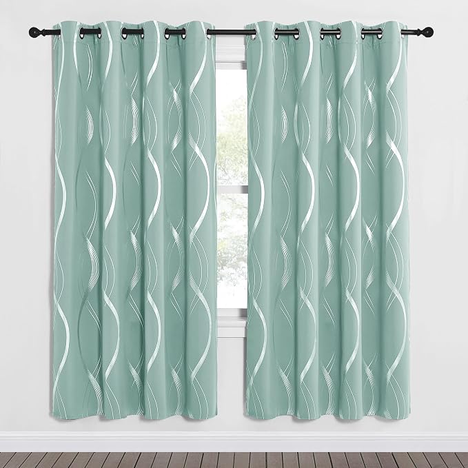 NICETOWN Aqua Blue Curtains 72 inch Long - Image 4
