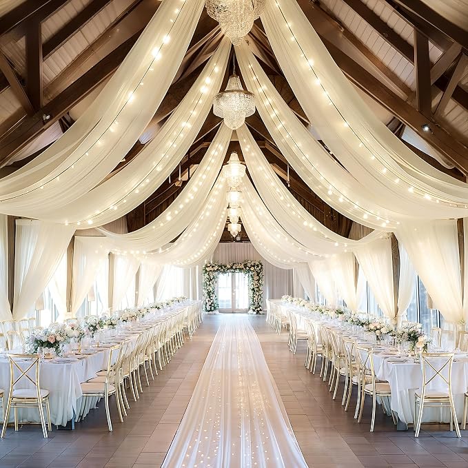 6 Panels Beige Ceiling Curtains - Image 7